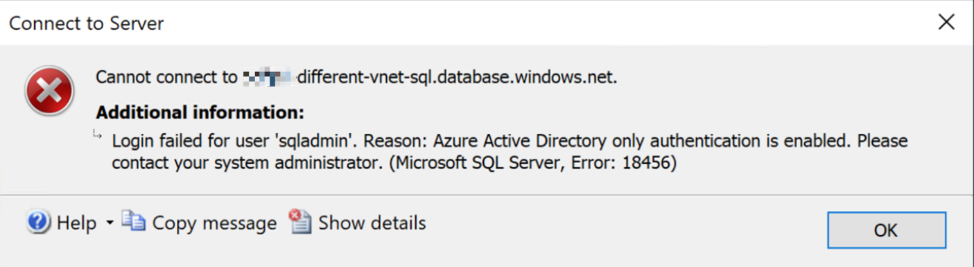 SSMS Connect to server window