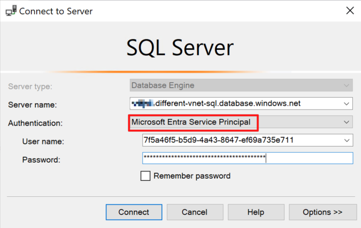 SSMS Authenticating with Service Principal