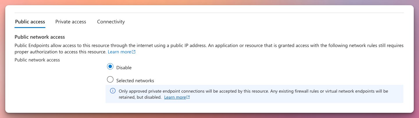 Disable public access