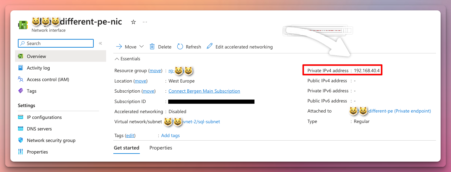 Look for the private IP