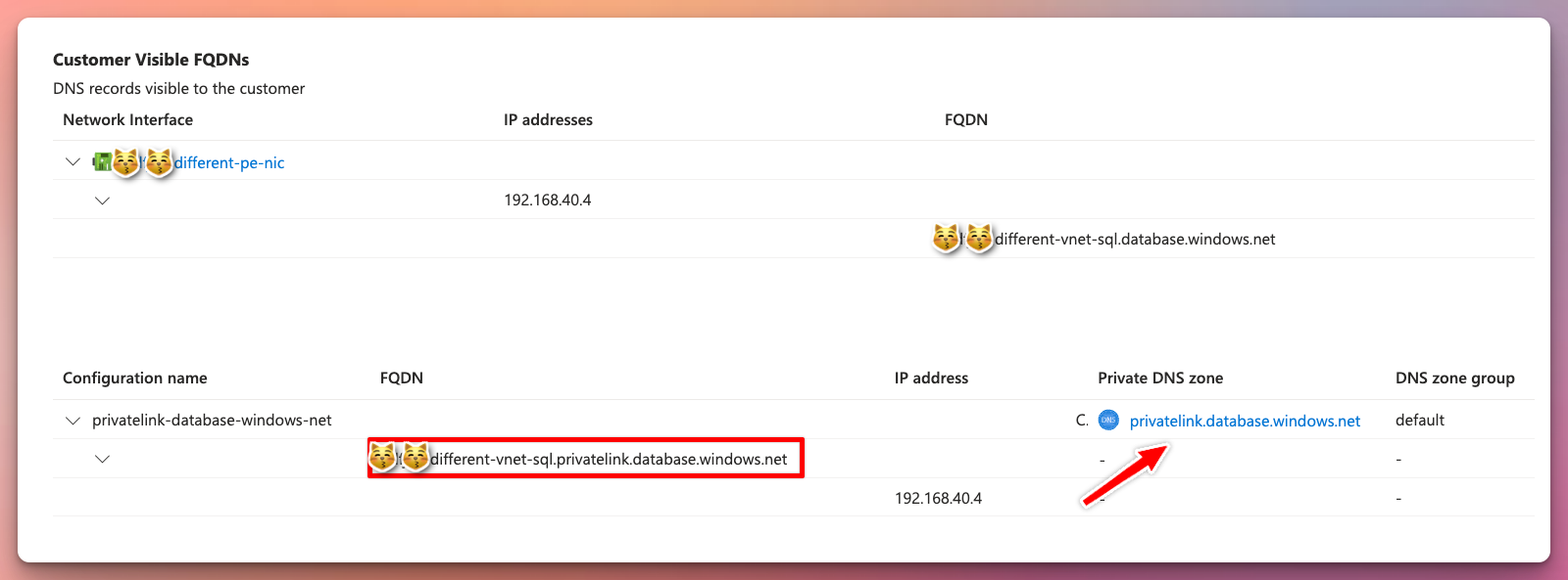 Private Endpoint portal page